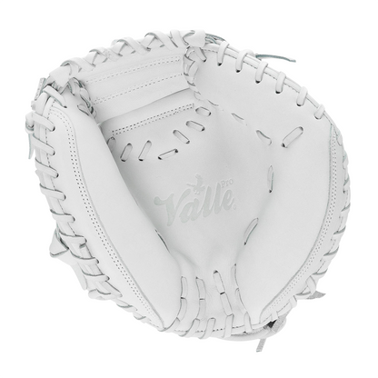 Valle Eagle 27WT weighted 27 inch catchers training mitt in white leather, pocket view