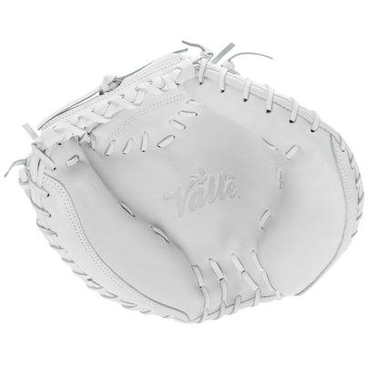 Valle Eagle weighted 32 inch catchers training mitt in white leather, pocket view