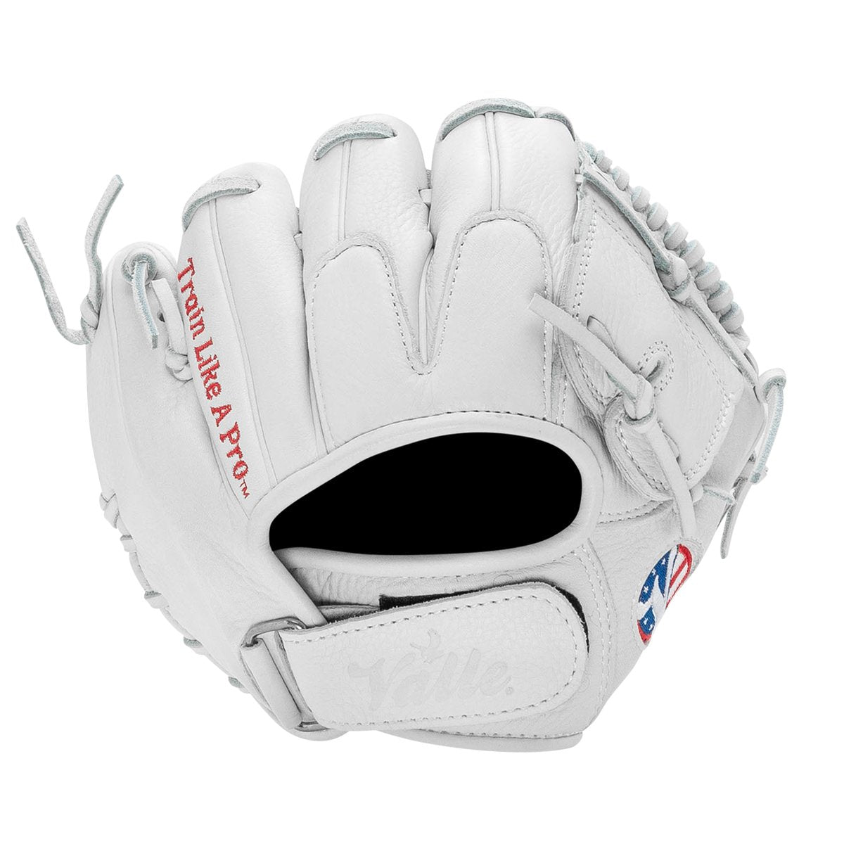 Valle Eagle 8S infield training glove, back of the hand with the wrist strap