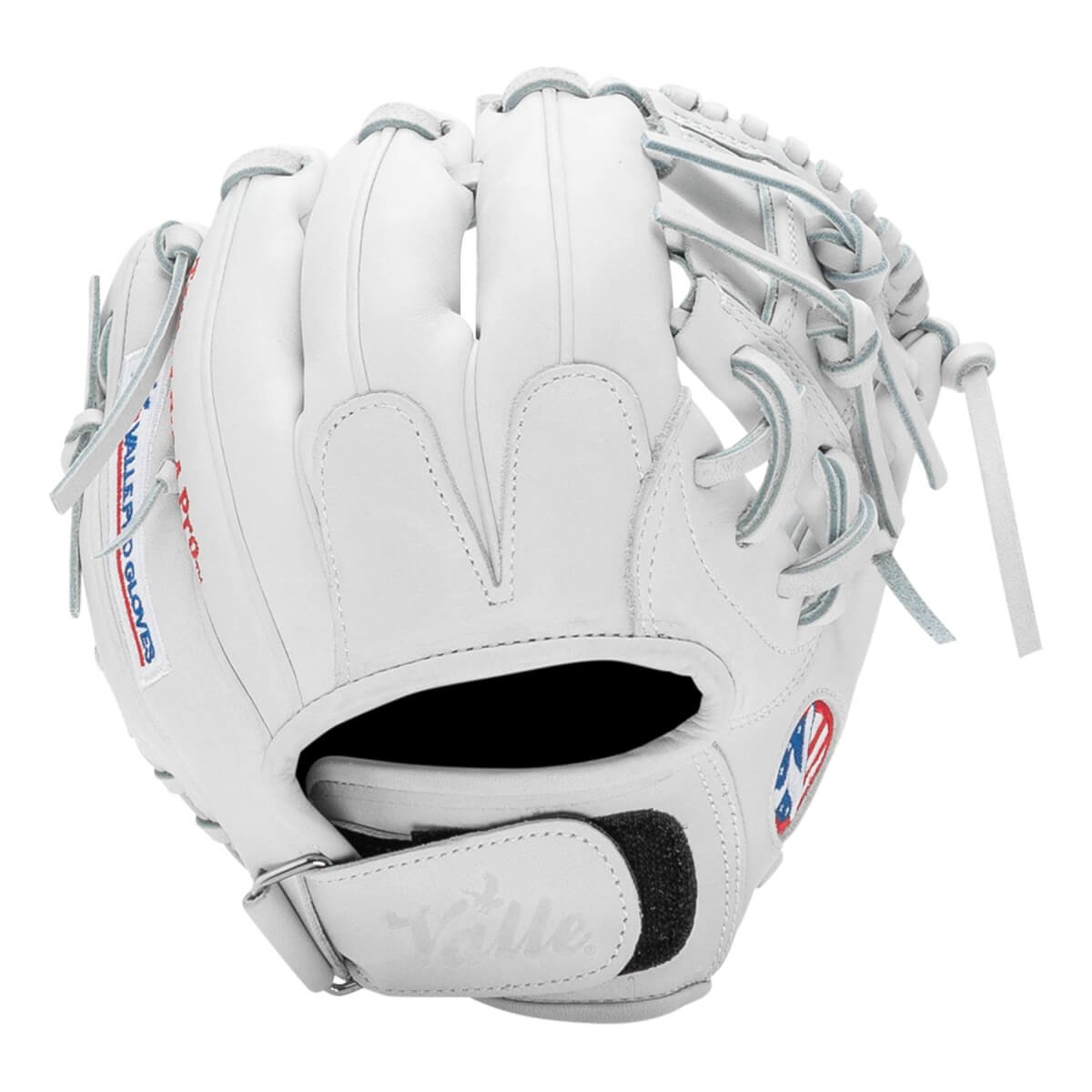 Valle Eagle 975S infield training glove, back of the hand with the wrist strap