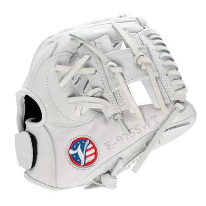 Valle Eagle 975SWT weighted 9.75 inch infield training glove with an I-web, thumb side view