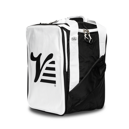 Black Valle Eagle Ball Bag standing upright with the white Valle V logo panel and side fungo sleeve