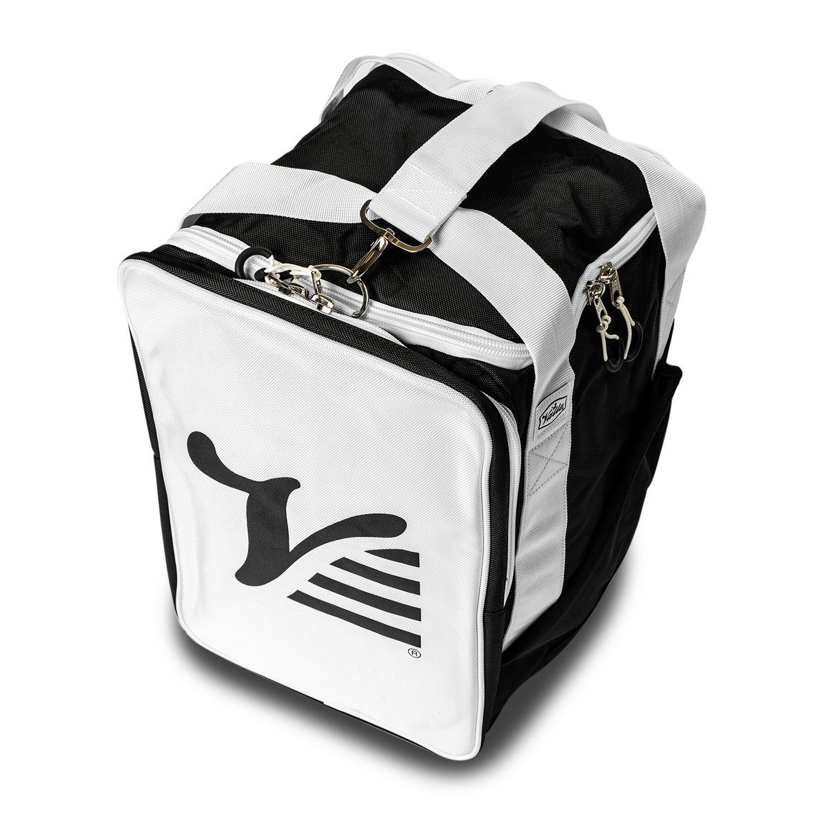 Valle Eagle Ball Bag from above, showing the carry handles, strap clip and double zipper opening