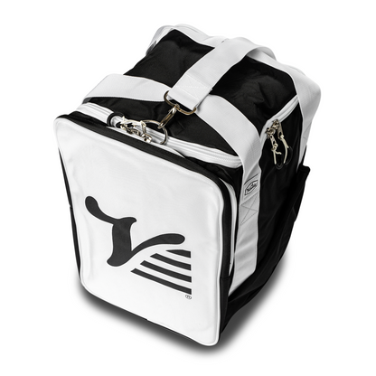 Valle Eagle Ball Bag from above, showing the carry handles, strap clip and double zipper opening