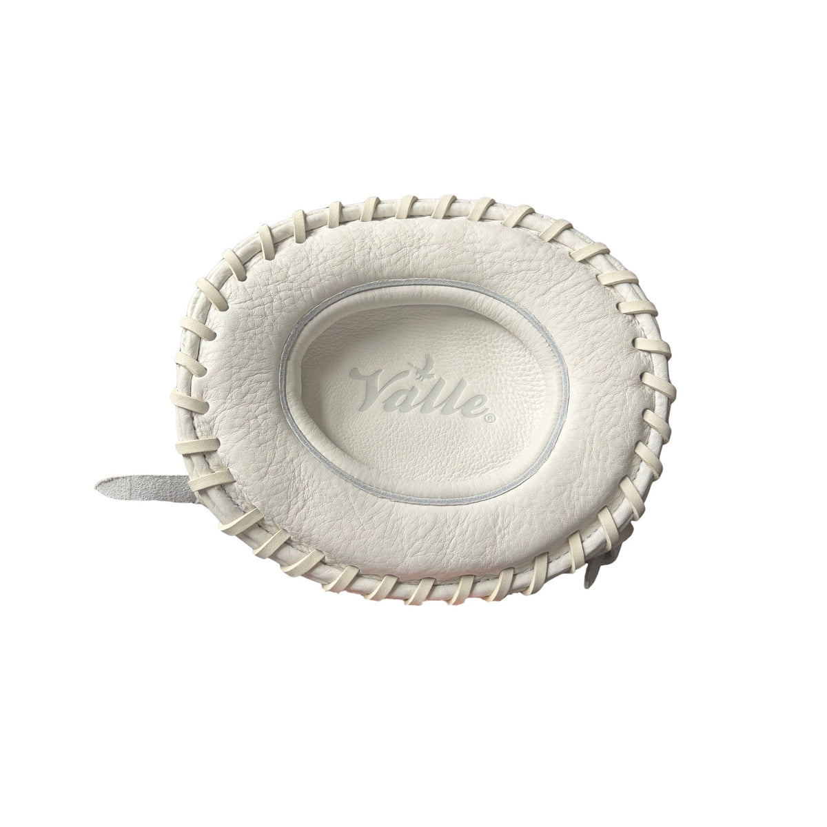 Valle Eagle Halo pancake training glove, the contoured catch face with the Valle logo