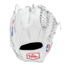 Valle Eagle Pro 1050 10.5 inch outfield training glove in white Japanese kip leather, back view, right hand throw