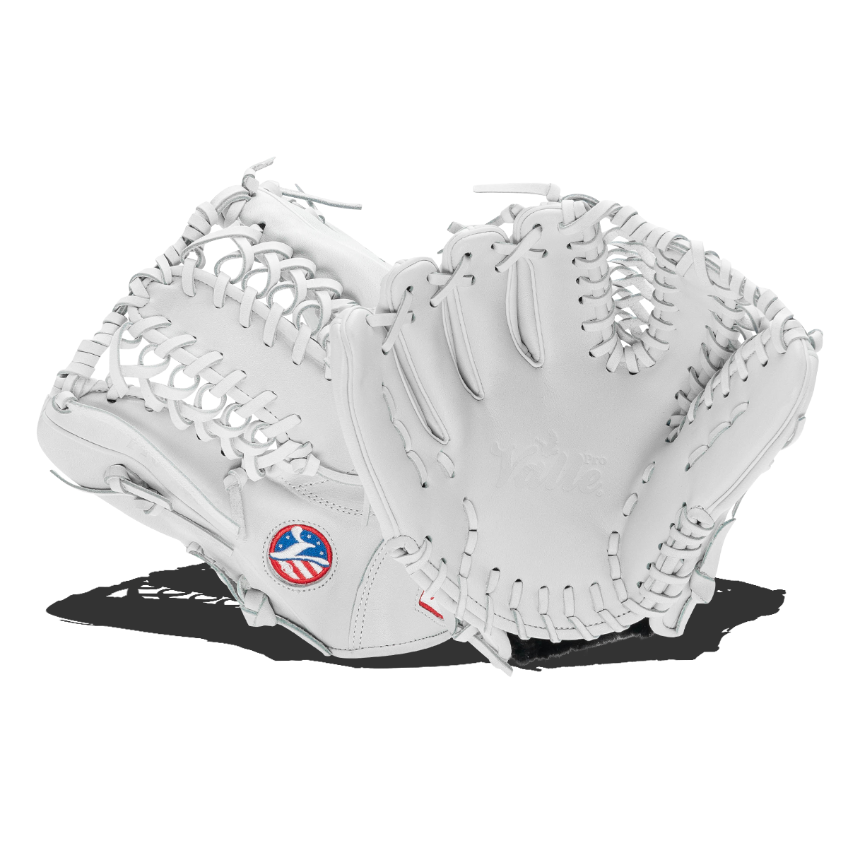 Valle Eagle Pro 1050 10.5 inch outfield training glove in white Japanese kip leather, left hand throw