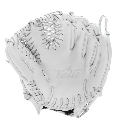 Valle Eagle Pro 1050 10.5 inch outfield training glove in white Japanese kip leather, pocket view, right hand throw