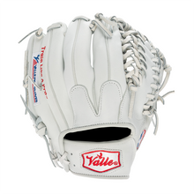 Valle Eagle Pro 1050WT weighted 10.5 inch outfield training glove in white Japanese kip leather, back view