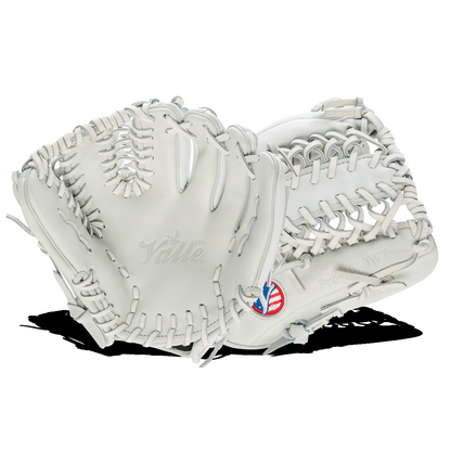 Valle Eagle Pro 1050WT weighted 10.5 inch outfield training glove in white Japanese kip leather