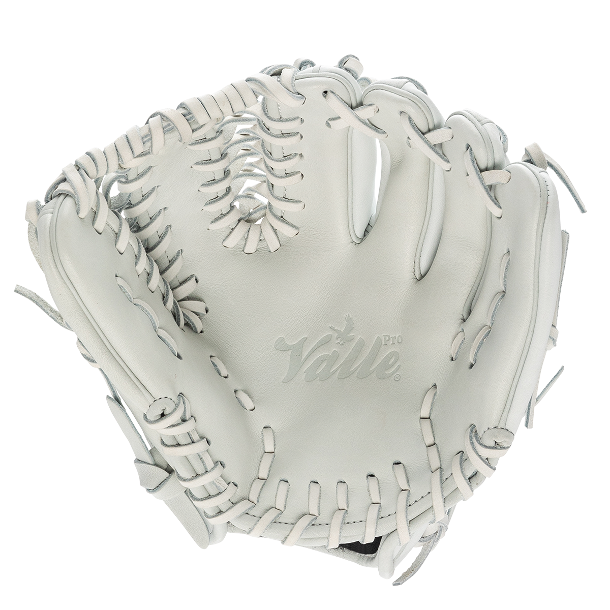 Valle Eagle Pro 1050WT weighted 10.5 inch outfield training glove in white Japanese kip leather, pocket view