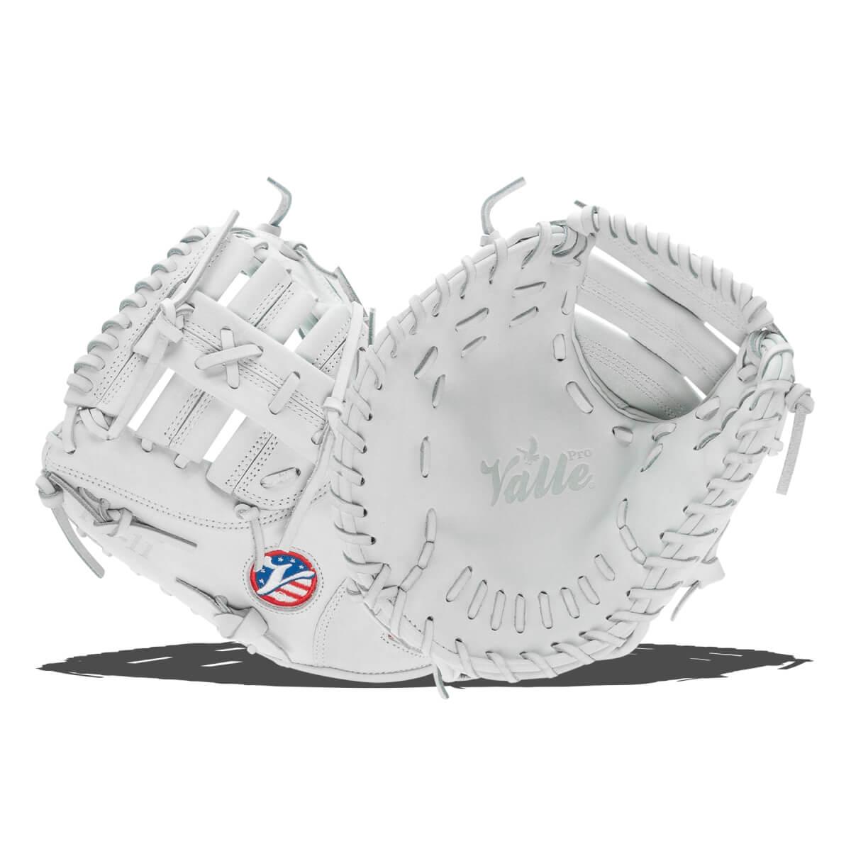 Valle Eagle Pro 11 first base training mitt in white Japanese kip leather, the unweighted version of the Pro 11WT, left hand throw