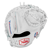 Valle Eagle Pro 27 27 inch catchers training mitt in white Japanese kip leather, back view