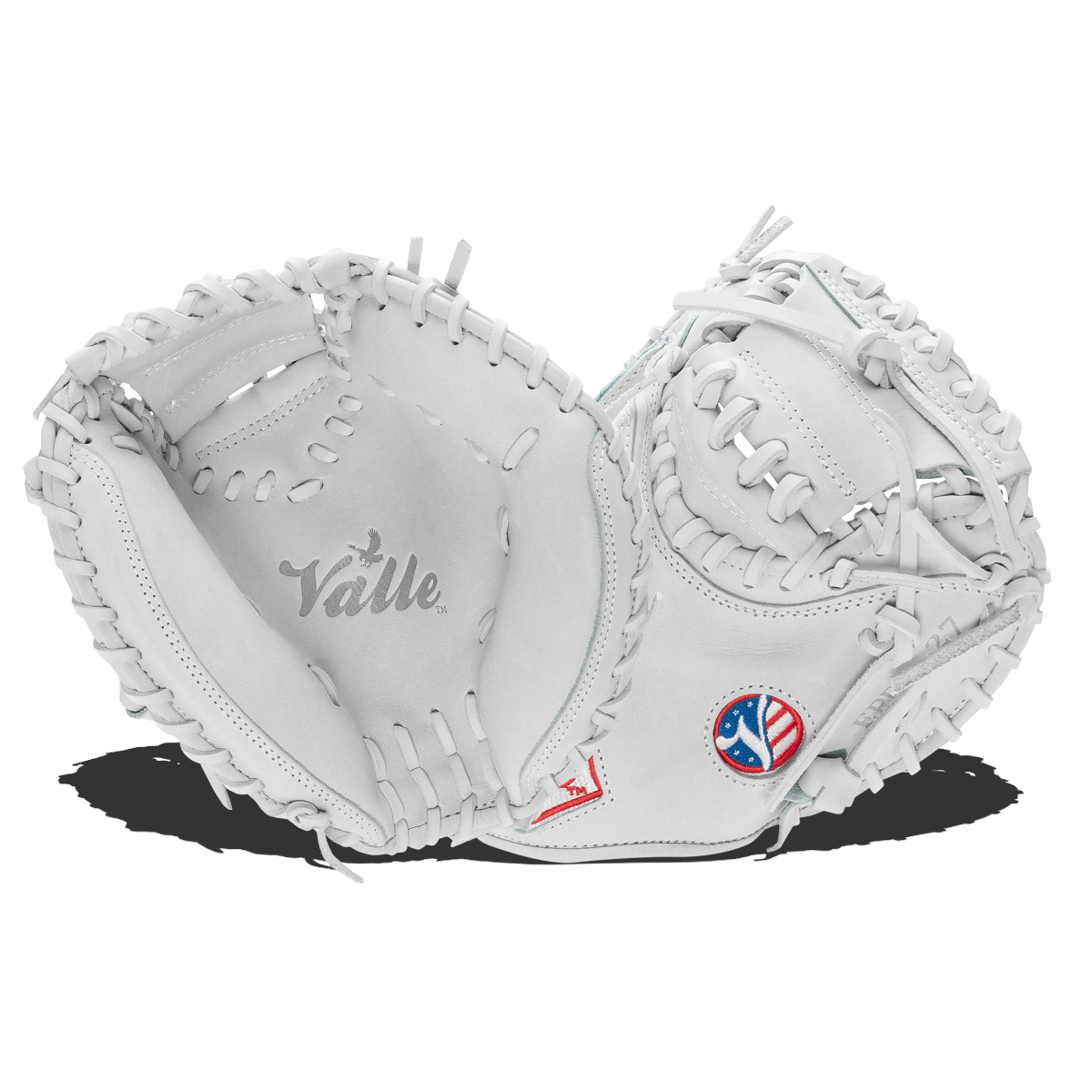 Valle Eagle Pro 27 27 inch catchers training mitt in white Japanese kip leather