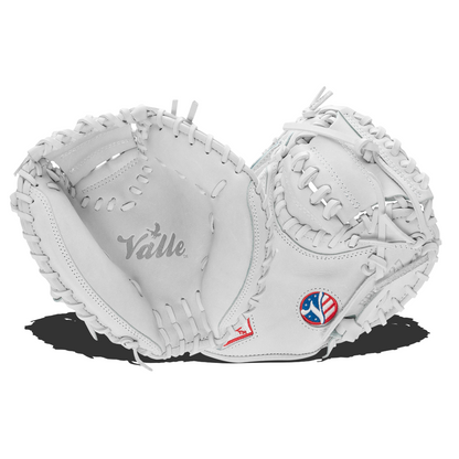 Valle Eagle Pro 27 27 inch catchers training mitt in white Japanese kip leather