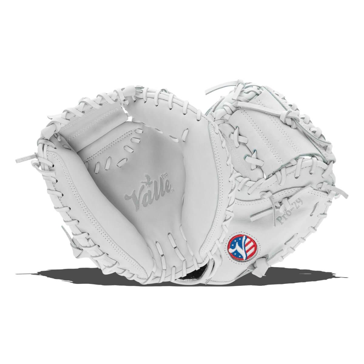 Valle Eagle Pro 29 29 inch catchers training mitt in white Japanese kip leather
