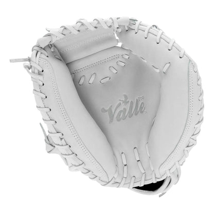 Valle Eagle Pro 29 29 inch catchers training mitt in white Japanese kip leather, pocket view