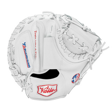 Valle Eagle Pro 32WT weighted 32 inch catchers training mitt in white Japanese kip leather, back view