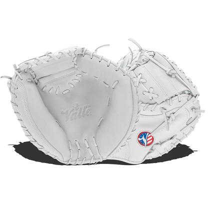 Valle Eagle Pro 32WT weighted 32 inch catchers training mitt in white Japanese kip leather
