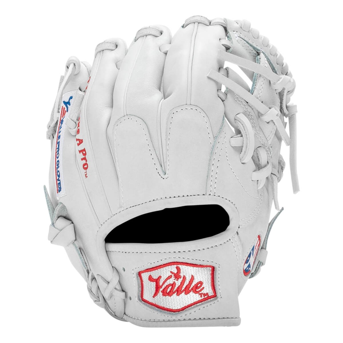 Valle Eagle Pro 975 infield training glove, back of the hand with the wrist strap