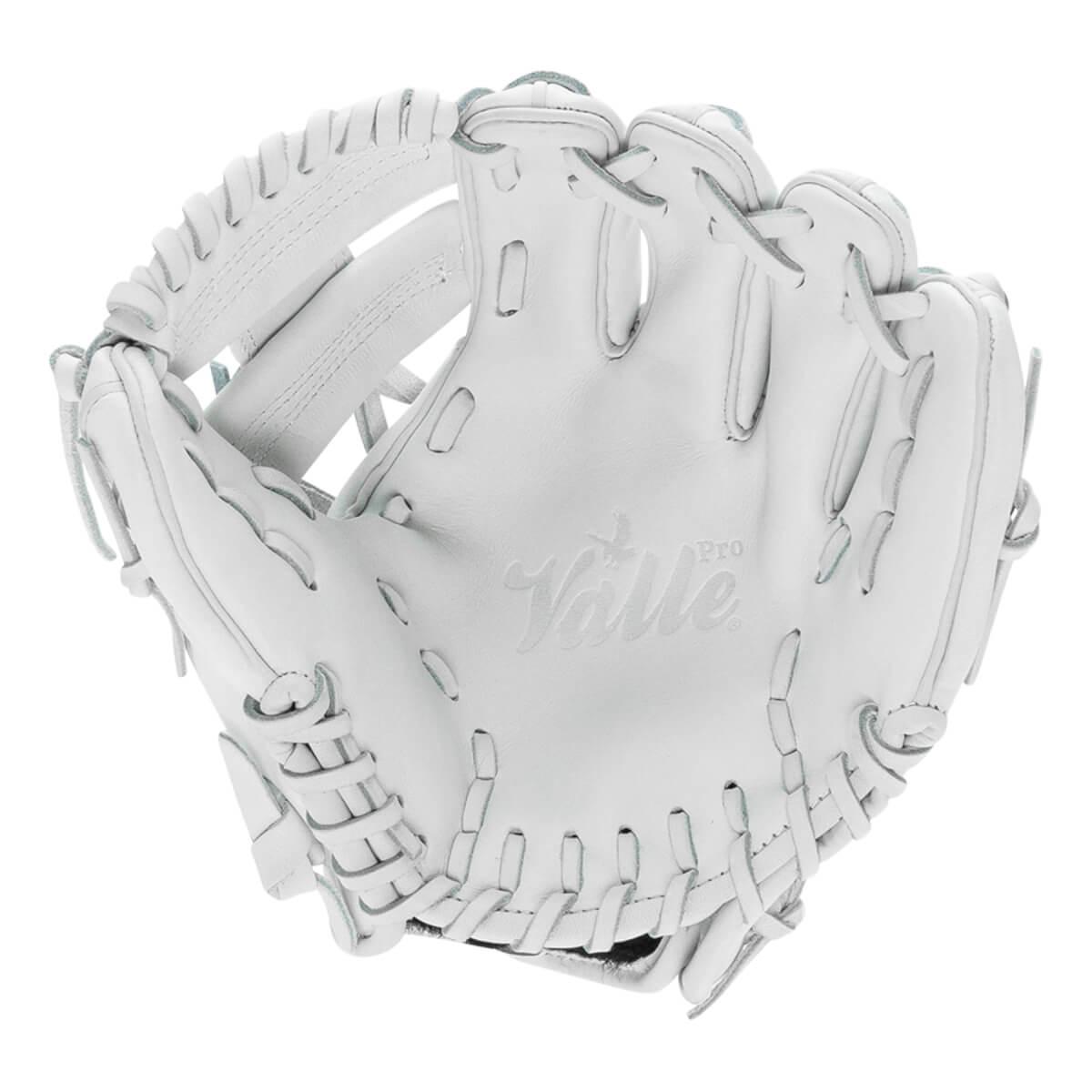 Valle Eagle Pro 975WT weighted 9.75 inch infield training glove in white Japanese kip leather, pocket view