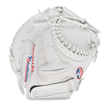 Valle Eagle T28S 28 inch softball catchers training mitt in white leather, back view