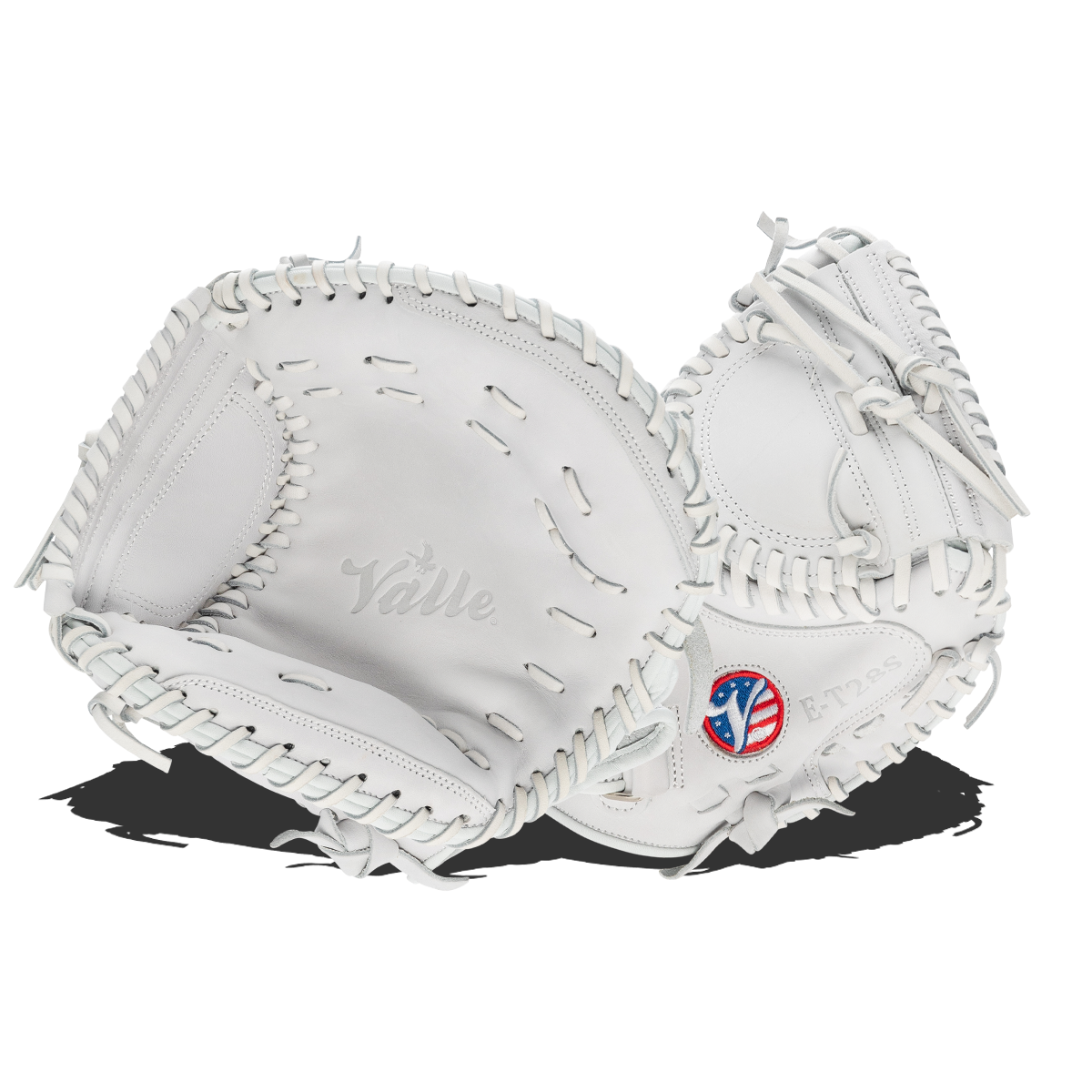 Valle Eagle T28S 28 inch softball catchers training mitt in white leather