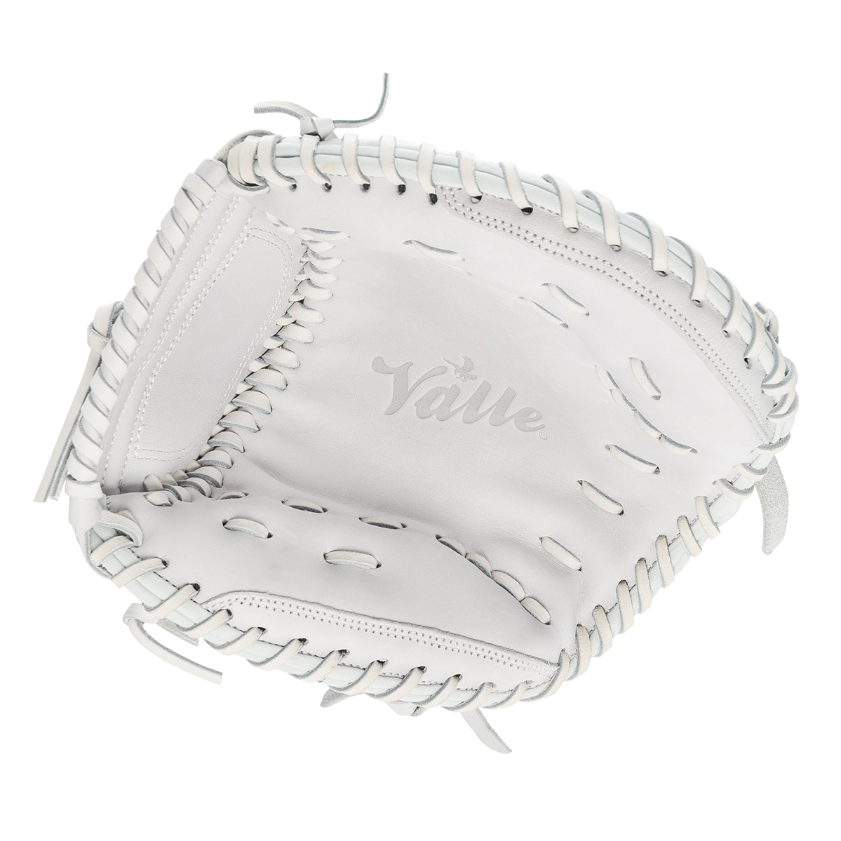Valle Eagle T28S 28 inch softball catchers training mitt in white leather, pocket view