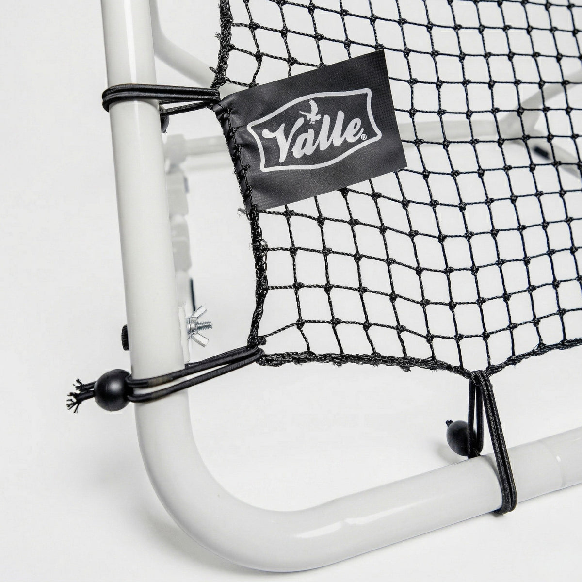 Valle pitchback rebounder, 28 inch square net on its frame, back view