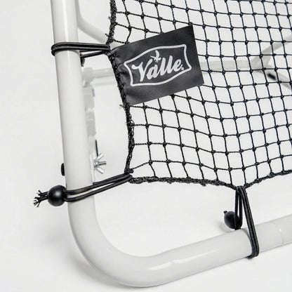 Valle pitchback rebounder, 28 inch square net on its frame, back view
