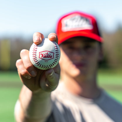 Valle small 8 inch leather training baseballs, pocket view
