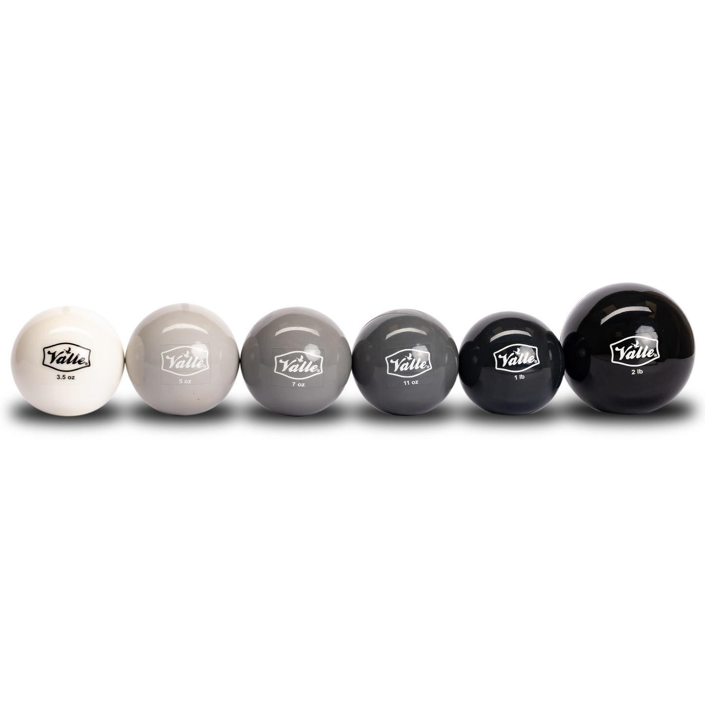 Valle throwing plyo balls, the six weighted set, detail view