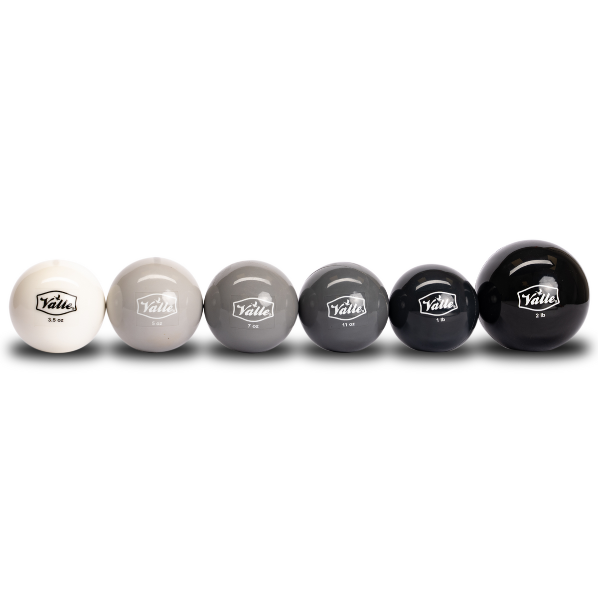 Valle throwing plyo balls, the six weighted set, detail view