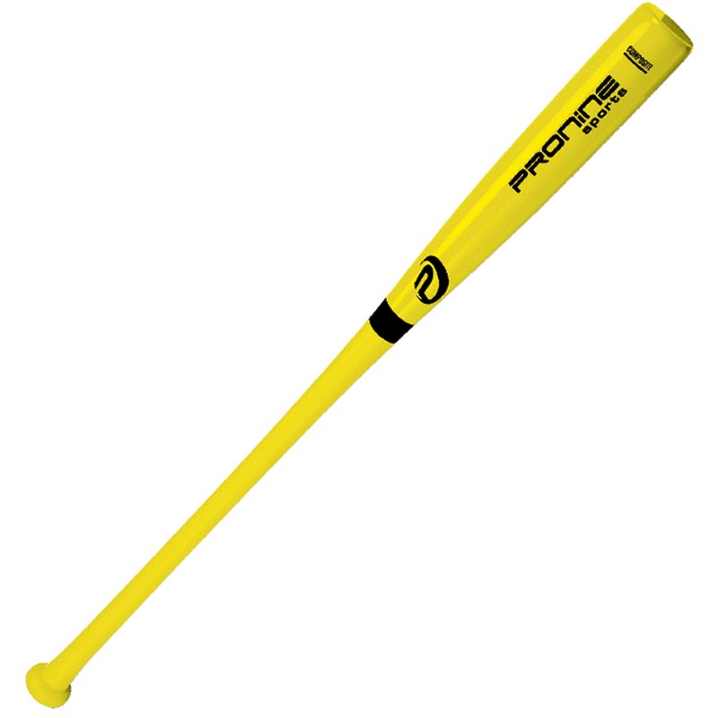 A yellow ProNine composite fungo bat
